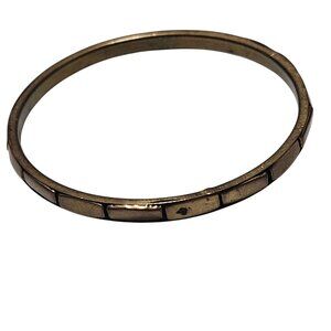 Vintage 1975 Gold Tone Metal Bangle Bracelet Engraved Design Minimalist Fashion